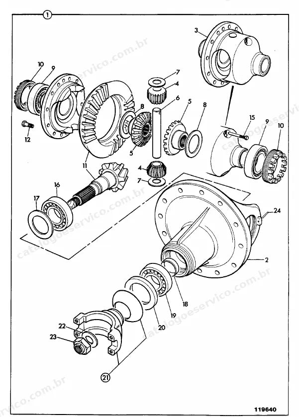 Catálogo de peças JCB 530-95 — vista explodida 1 de 4