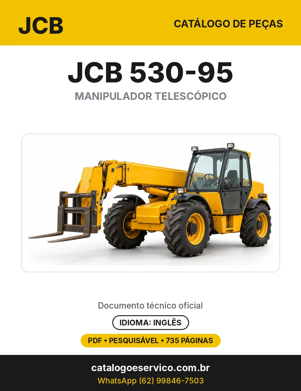 Catálogo de peças JCB 530-95 — capa do catálogo em PDF