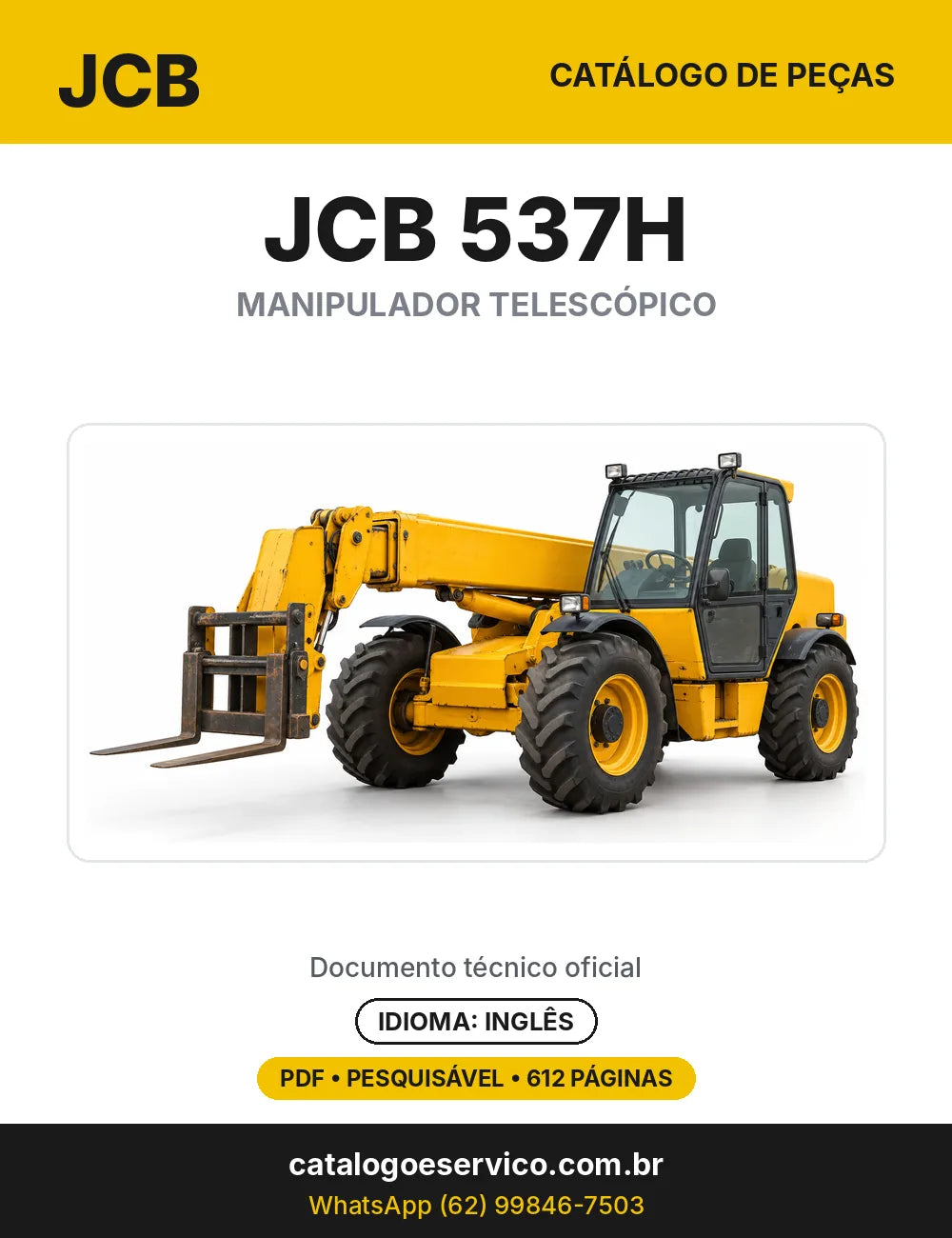 Catálogo de peças JCB 537H — capa do catálogo em PDF