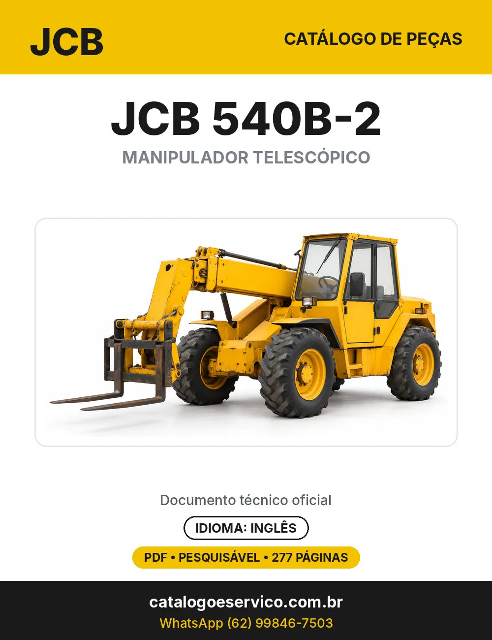 Catálogo de peças JCB 540B-2 — capa do catálogo em PDF