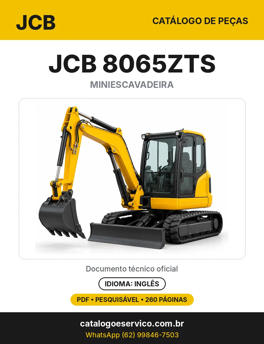 Catálogo de peças JCB 8065ZTS — capa do catálogo em PDF
