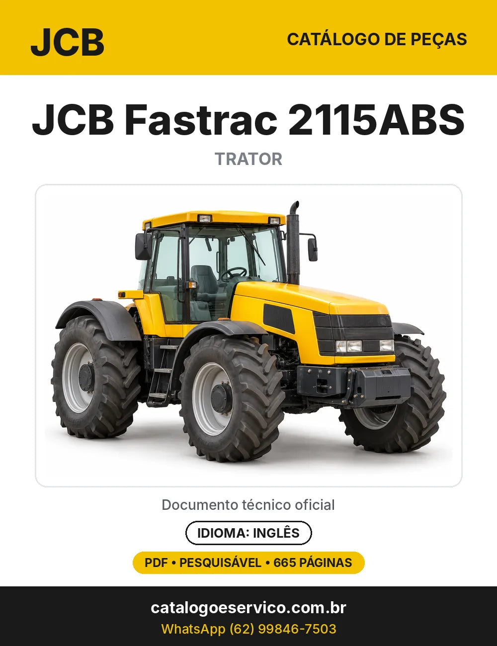 Catálogo de peças JCB Fastrac 2115ABS — capa do catálogo em PDF