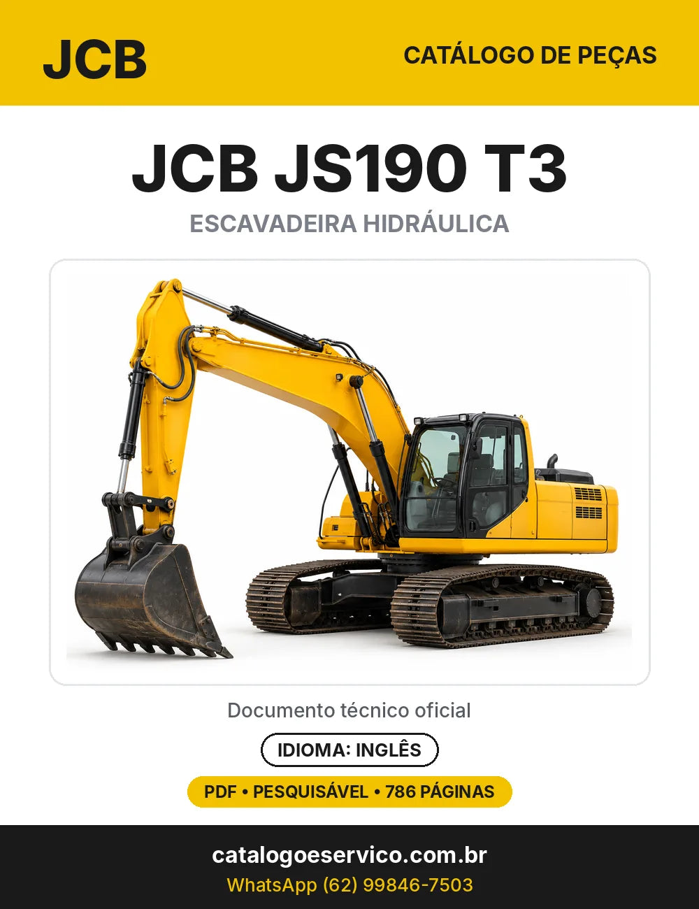 Catálogo de peças JCB JS190 T3 — capa do catálogo em PDF