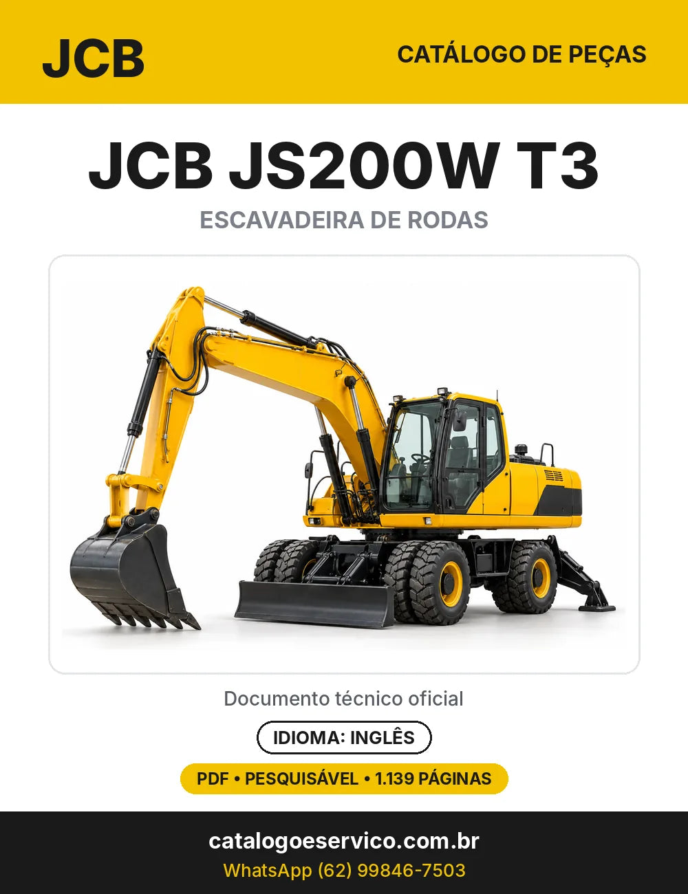 Catálogo de peças JCB JS200W T3 — capa do catálogo em PDF