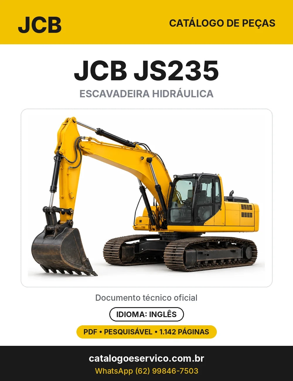 Catálogo de peças JCB JS235 — capa do catálogo em PDF