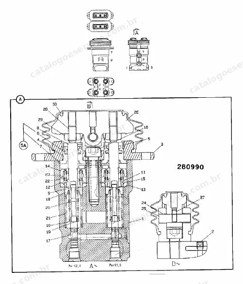 Catálogo de peças JCB JS70 — vista explodida 2 de 4