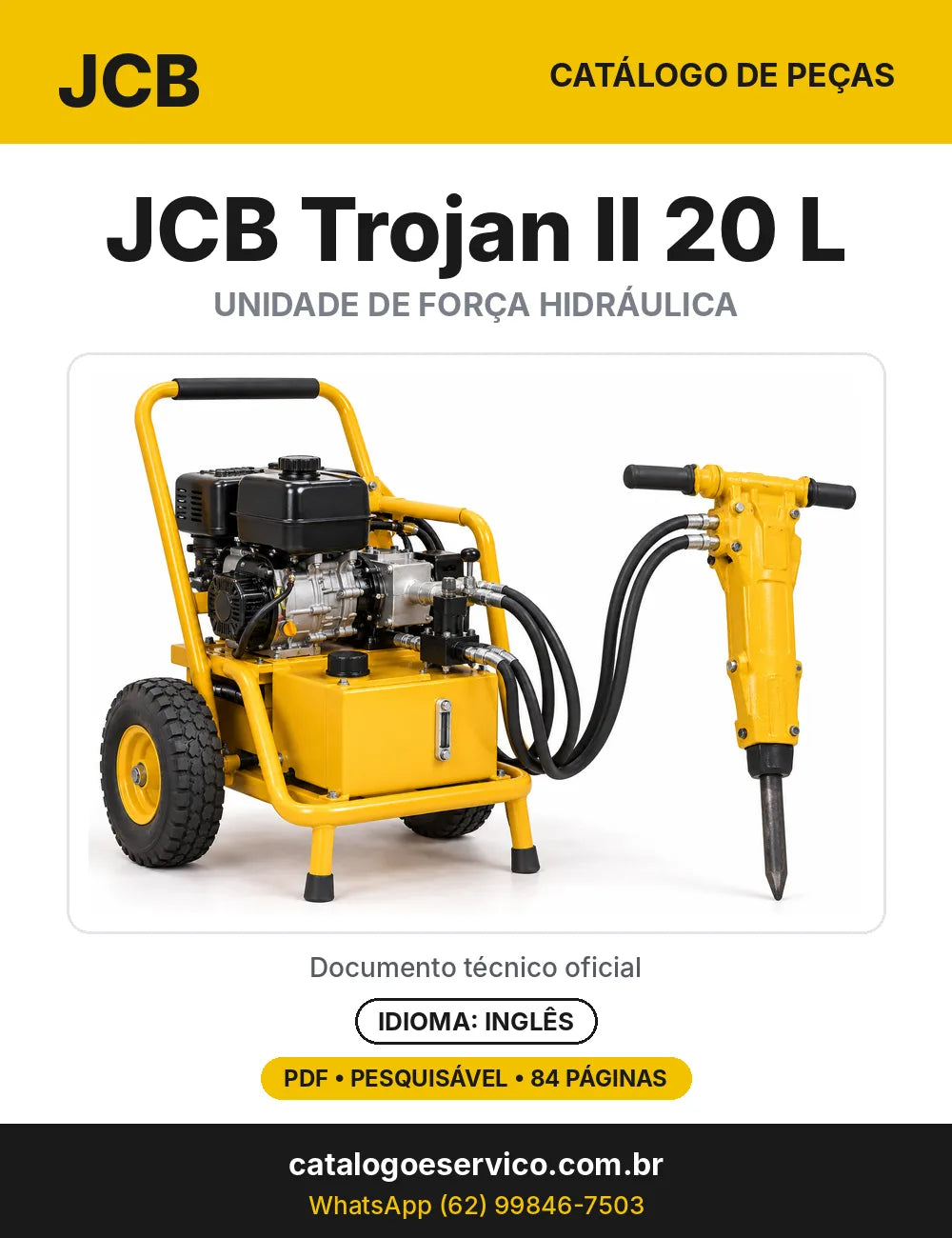 Catálogo de peças JCB Trojan II 20 L — capa do catálogo em PDF