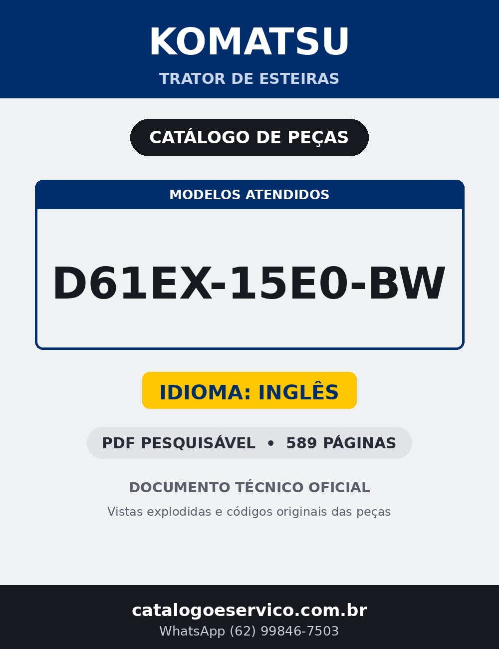 Catalogo De Pecas Komatsu - D61ex-15e0-bw - capa