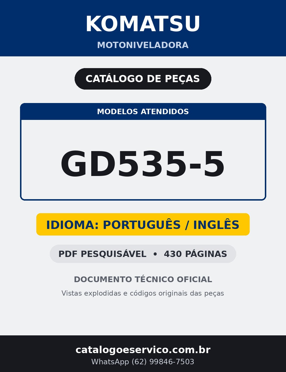 Catálogo de pecas Komatsu - GD535-5 - Motoniveladoras - capa