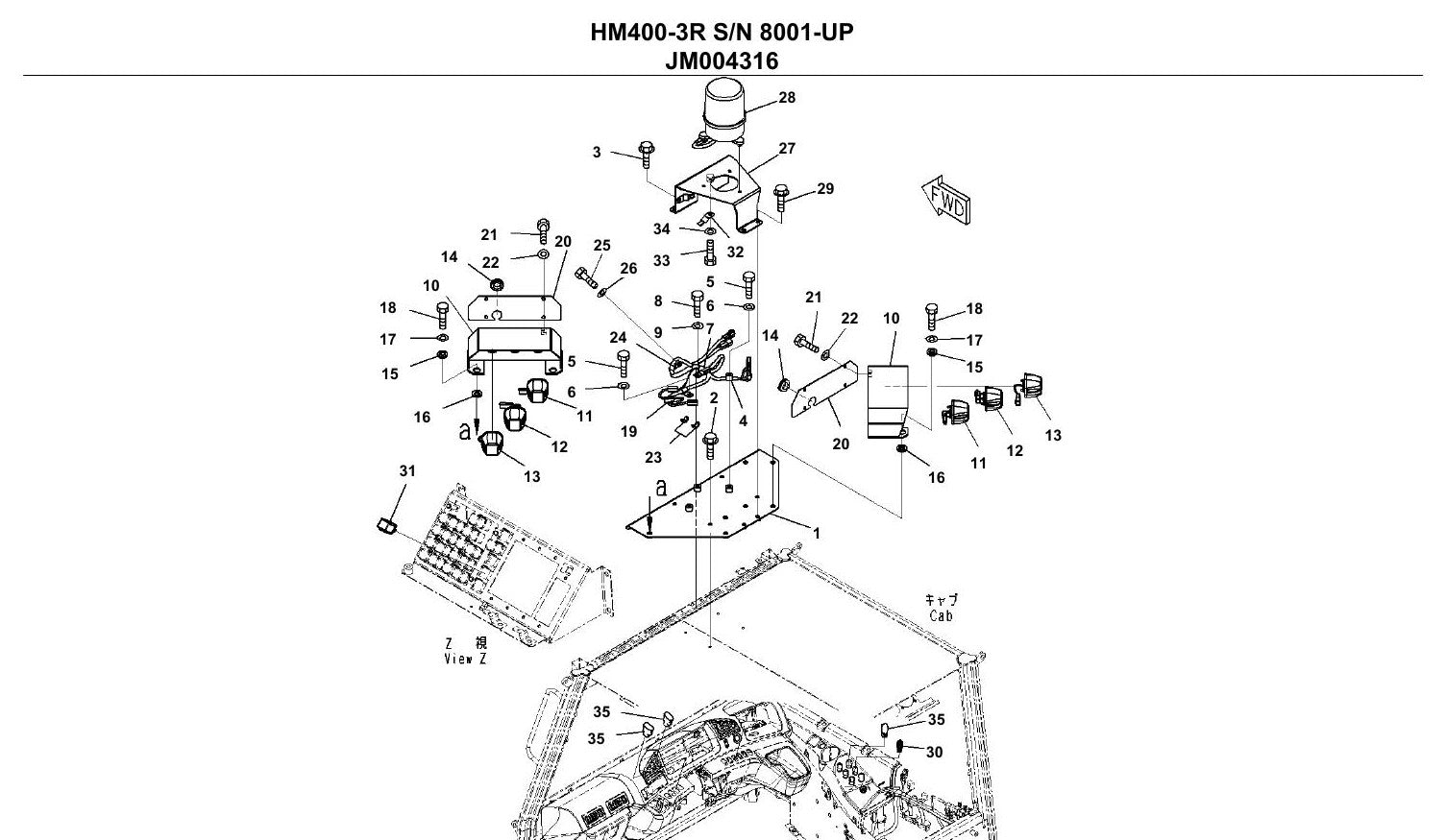 Catálogo de pecas Komatsu - HM400-3R - Cam. Basculantes - vista explodida 3