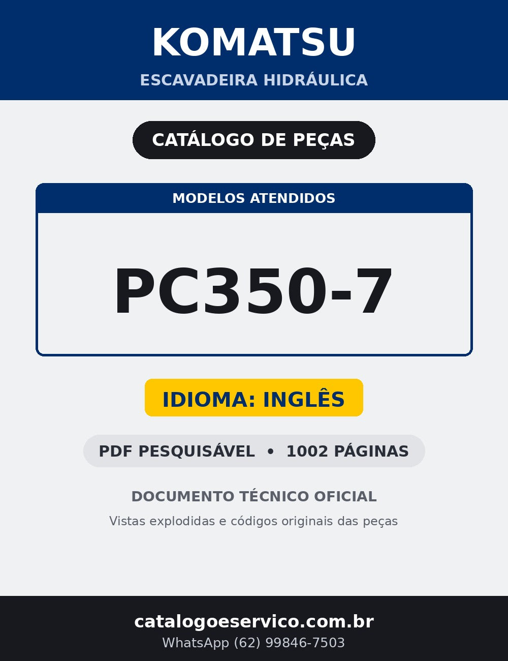 Catálogo de pecas Komatsu - PC350-7 - escavad. de esteira - capa