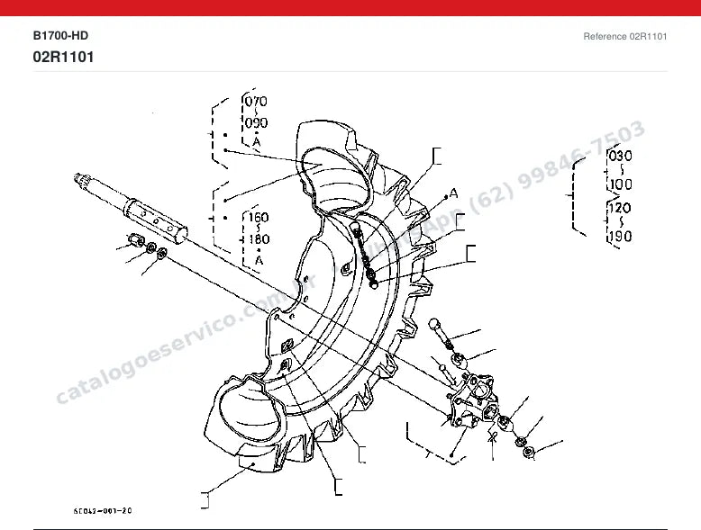 Catálogo de peças Kubota B1700-HD: vista explodida