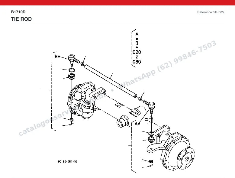 Catálogo de peças Kubota B1710D: vista explodida