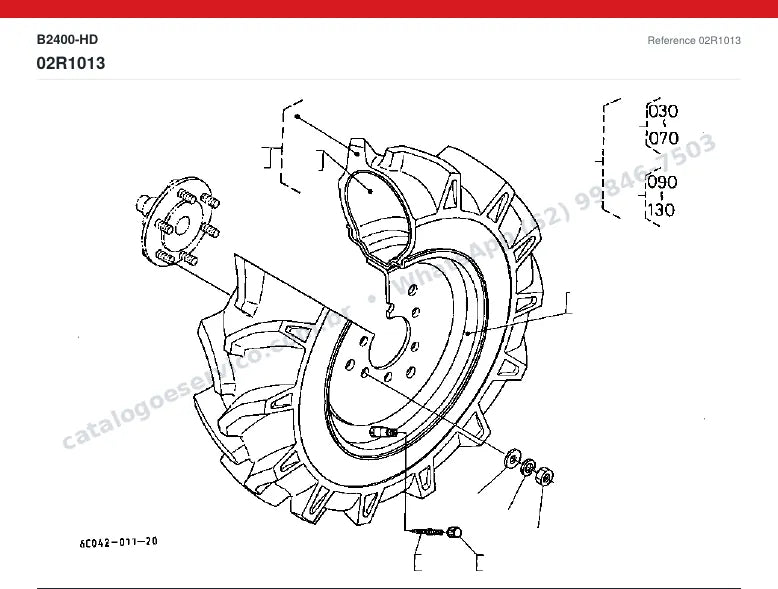 Catálogo de peças Kubota B2400-HD: vista explodida