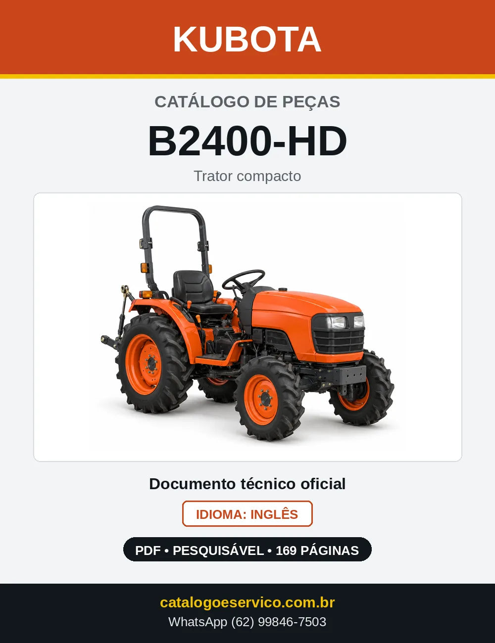 Capa do Catálogo de Peças Kubota B2400-HD em PDF