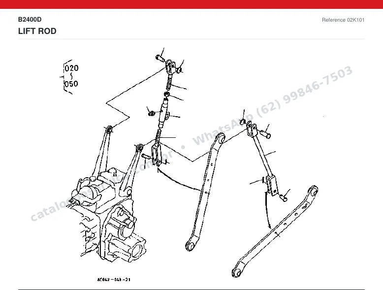 Catálogo de peças Kubota B2400D: vista explodida