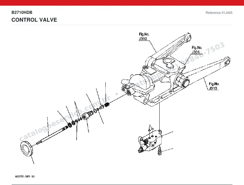 Catálogo de peças Kubota B2710HDB: vista explodida — bomba e válvulas hidráulicas