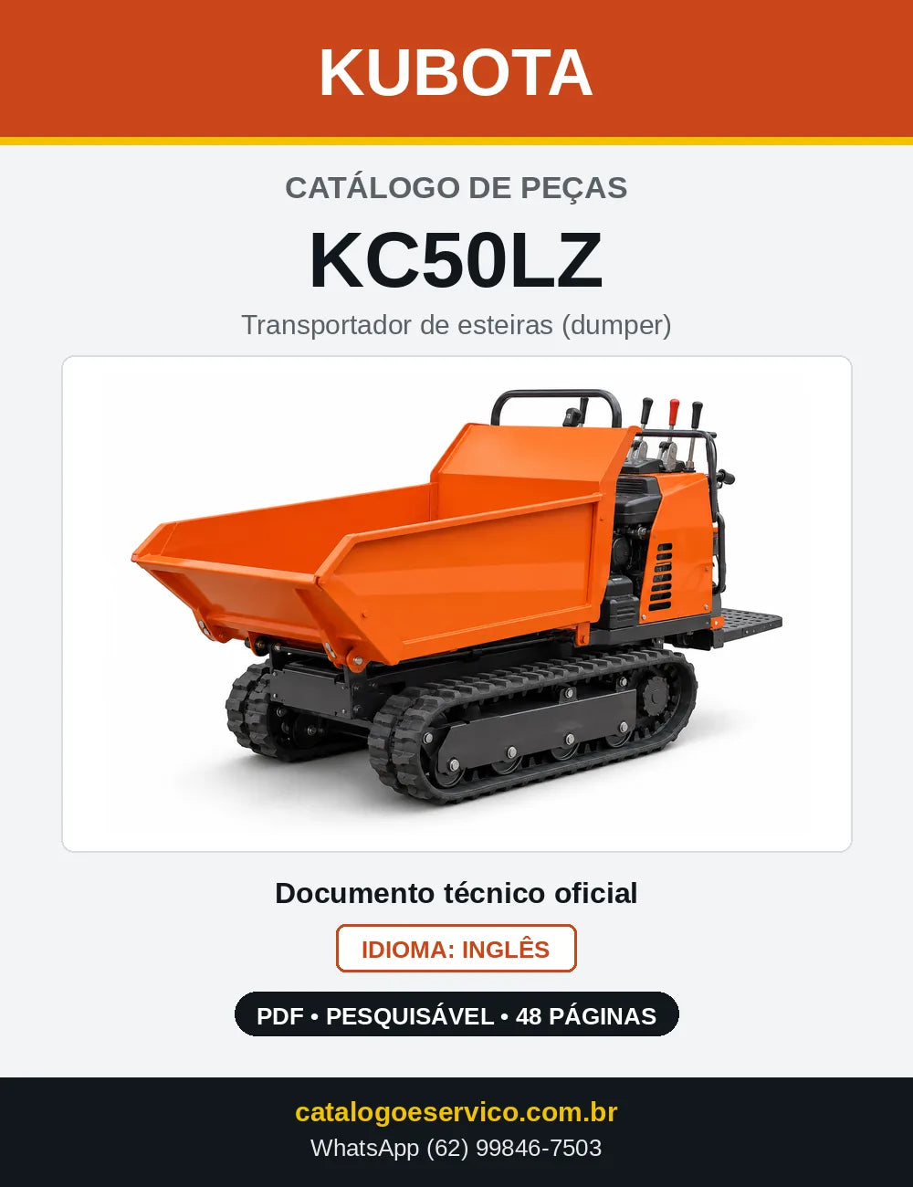Capa do Catálogo de Peças Kubota KC50LZ em PDF