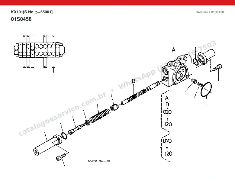 Catálogo de peças Kubota KX101: vista explodida