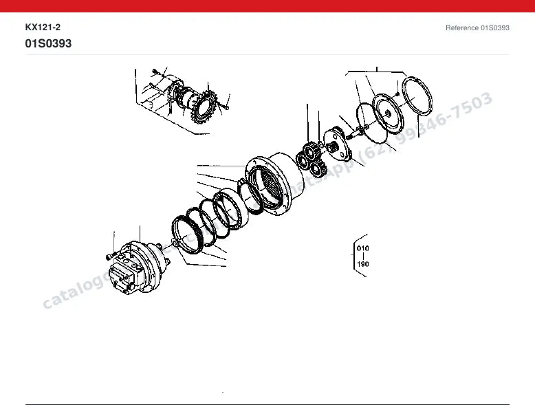Catálogo de peças Kubota KX121-2: vista explodida