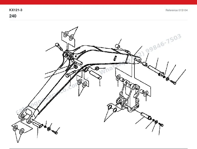 Catálogo de peças Kubota KX121-3: vista explodida