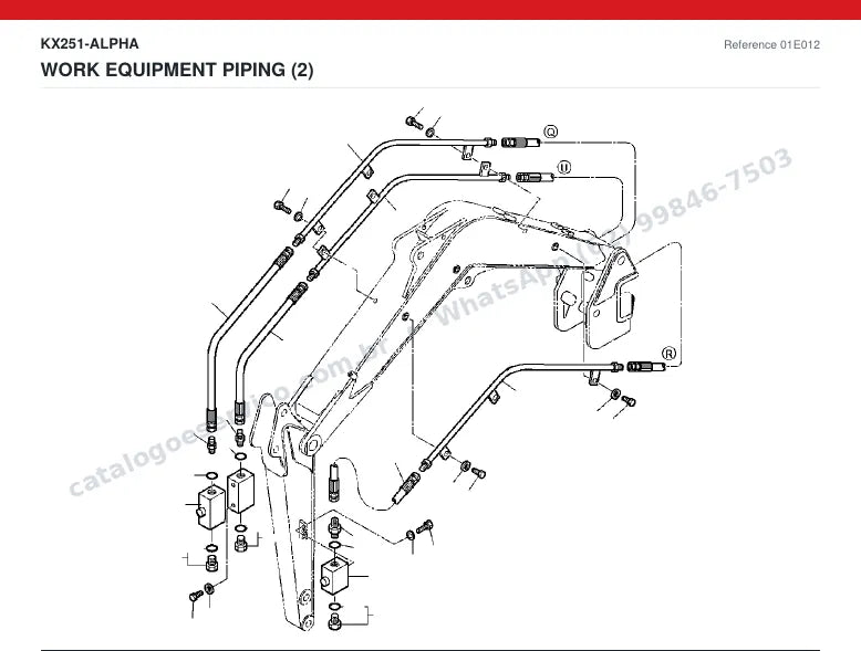 Catálogo de peças Kubota KX251 Alpha: vista explodida