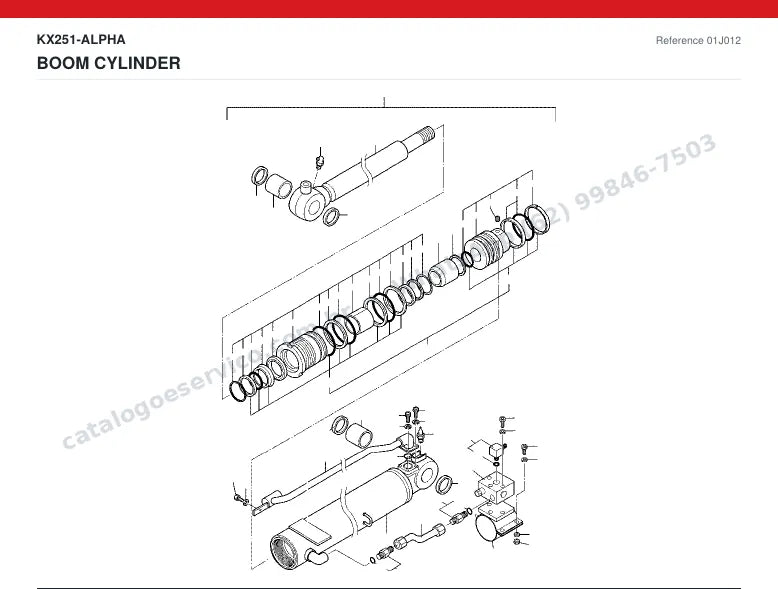 Catálogo de peças Kubota KX251 Alpha: vista explodida — cilindros hidráulicos (2)
