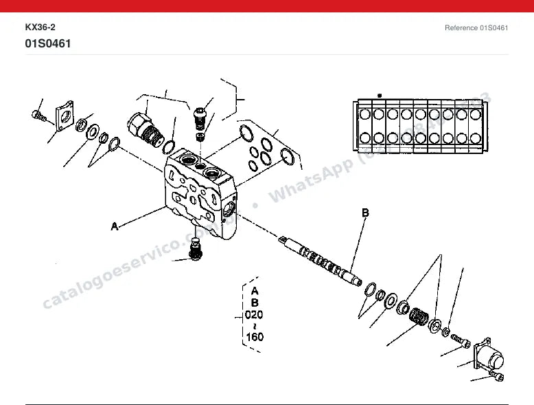 Catálogo de peças Kubota KX36-2: vista explodida
