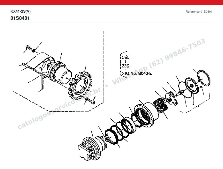 Catálogo de peças Kubota KX41-2S(V): vista explodida