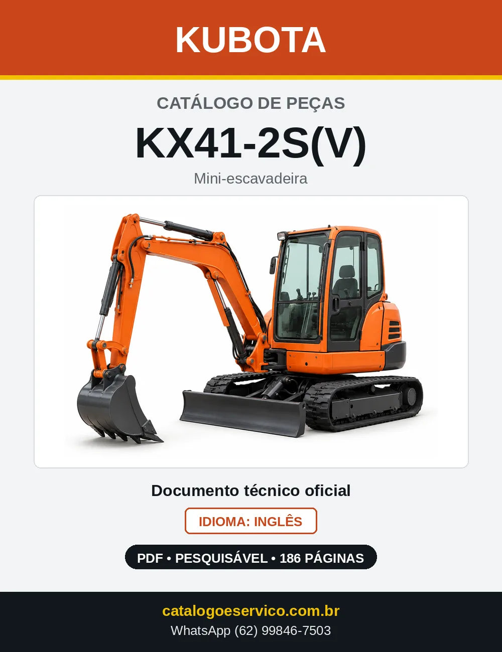 Capa do Catálogo de Peças Kubota KX41-2S(V) em PDF