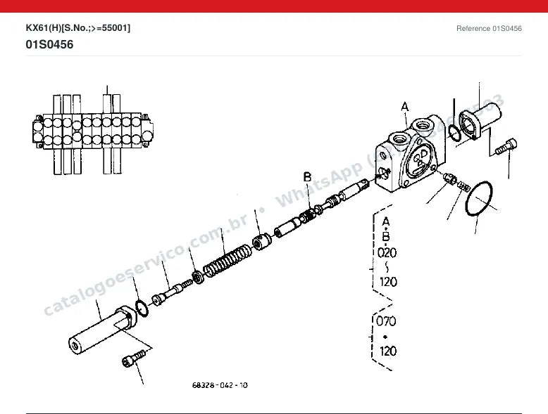 Catálogo de peças Kubota KX61 (H): vista explodida