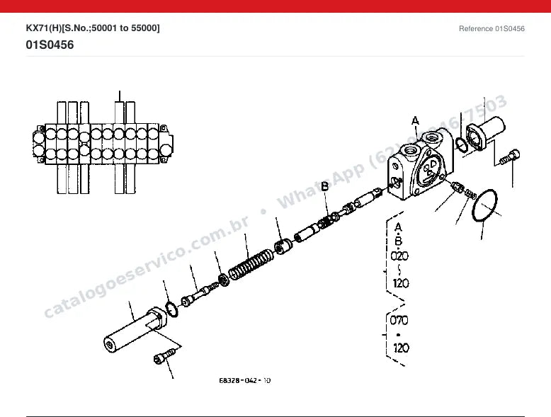 Catálogo de peças Kubota KX71 (H): vista explodida