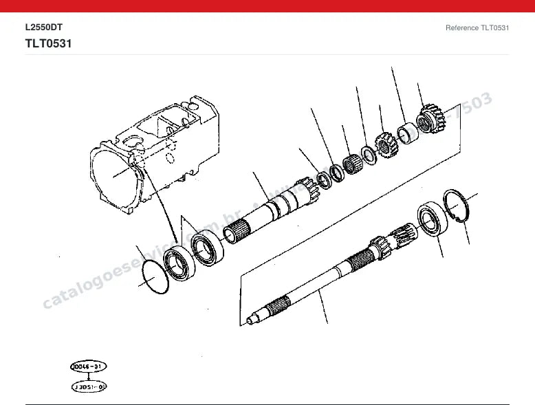 Catálogo de peças Kubota L2550DT: vista explodida
