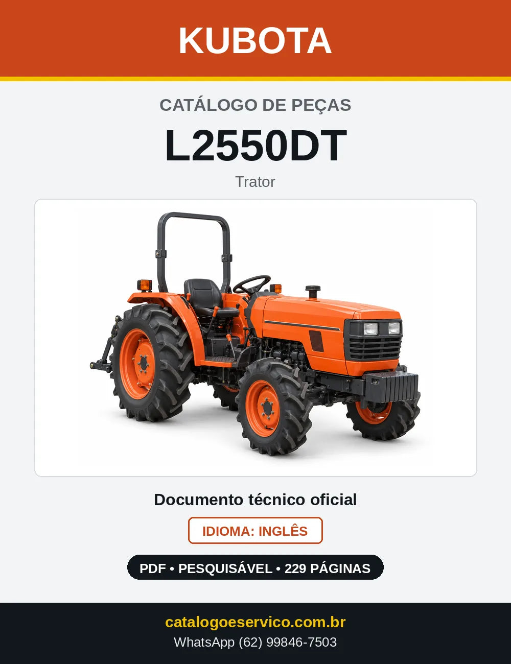 Capa do Catálogo de Peças Kubota L2550DT em PDF