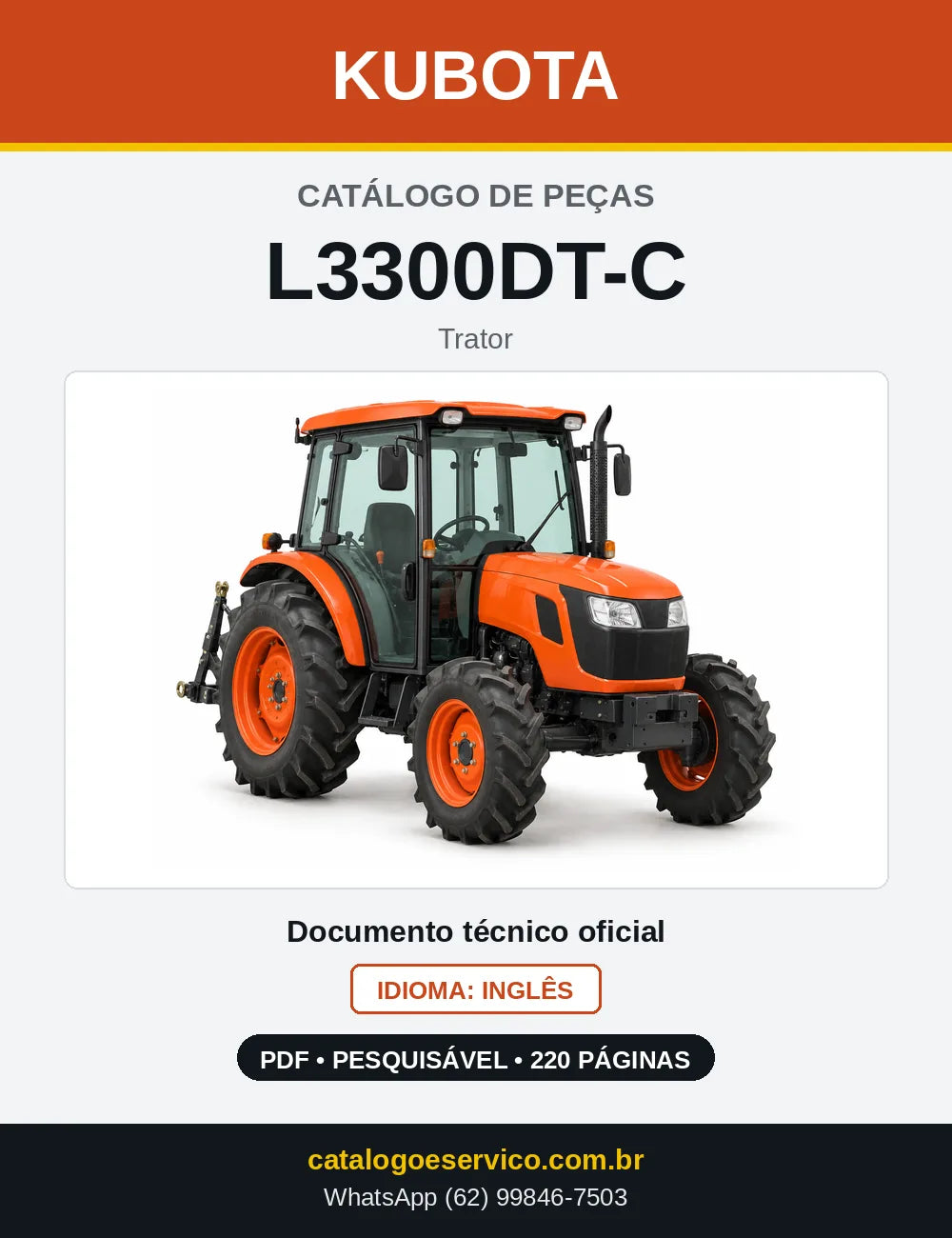 Capa do Catálogo de Peças Kubota L3300DT-C em PDF