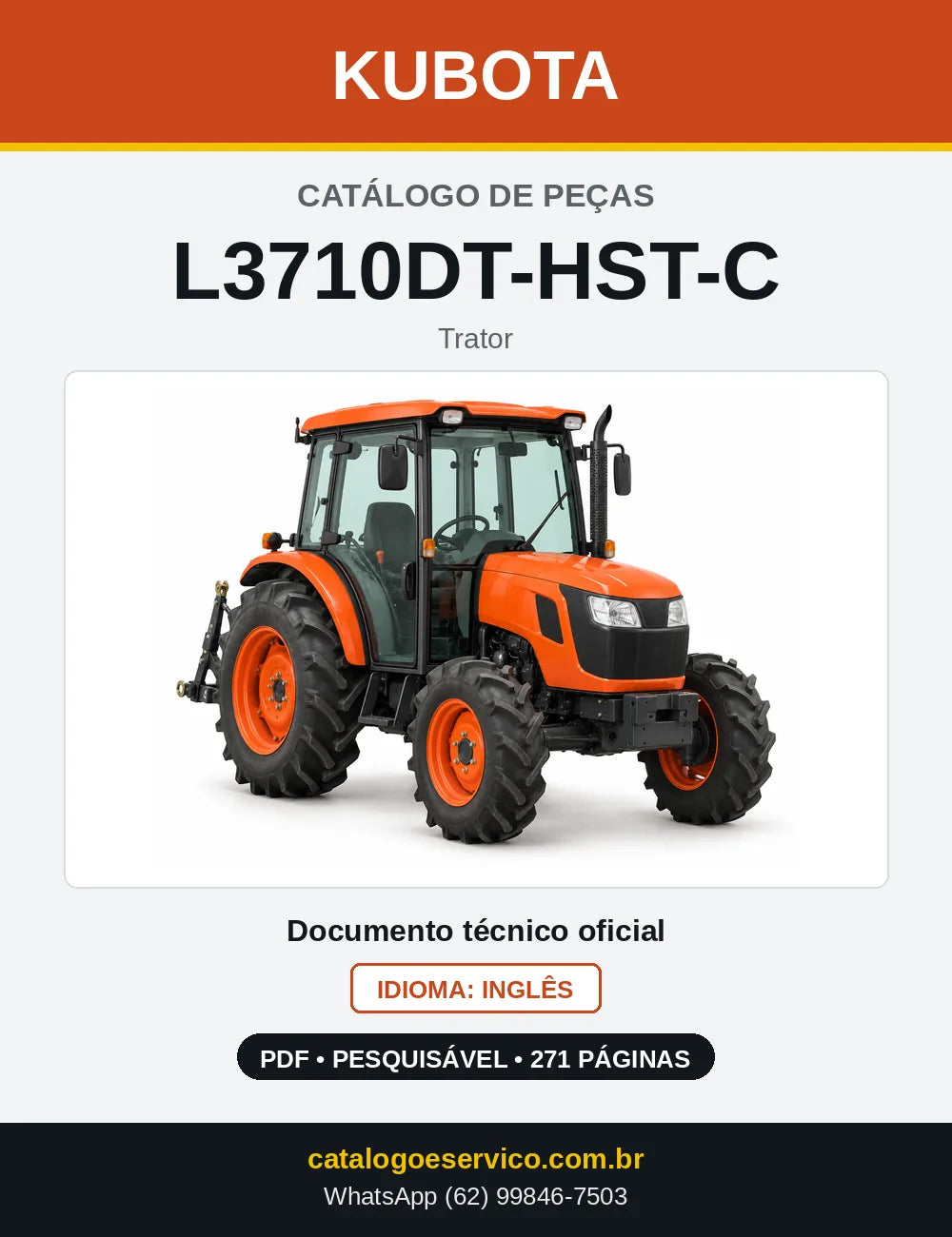 Capa do Catálogo de Peças Kubota L3710DT-HST-C em PDF