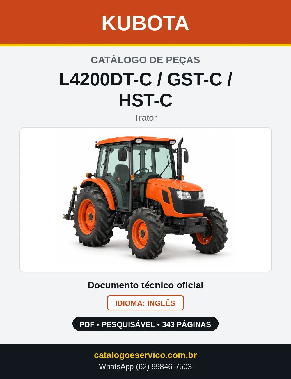 Capa do Catálogo de Peças Kubota L4200DT-C / GST-C / HST-C em PDF