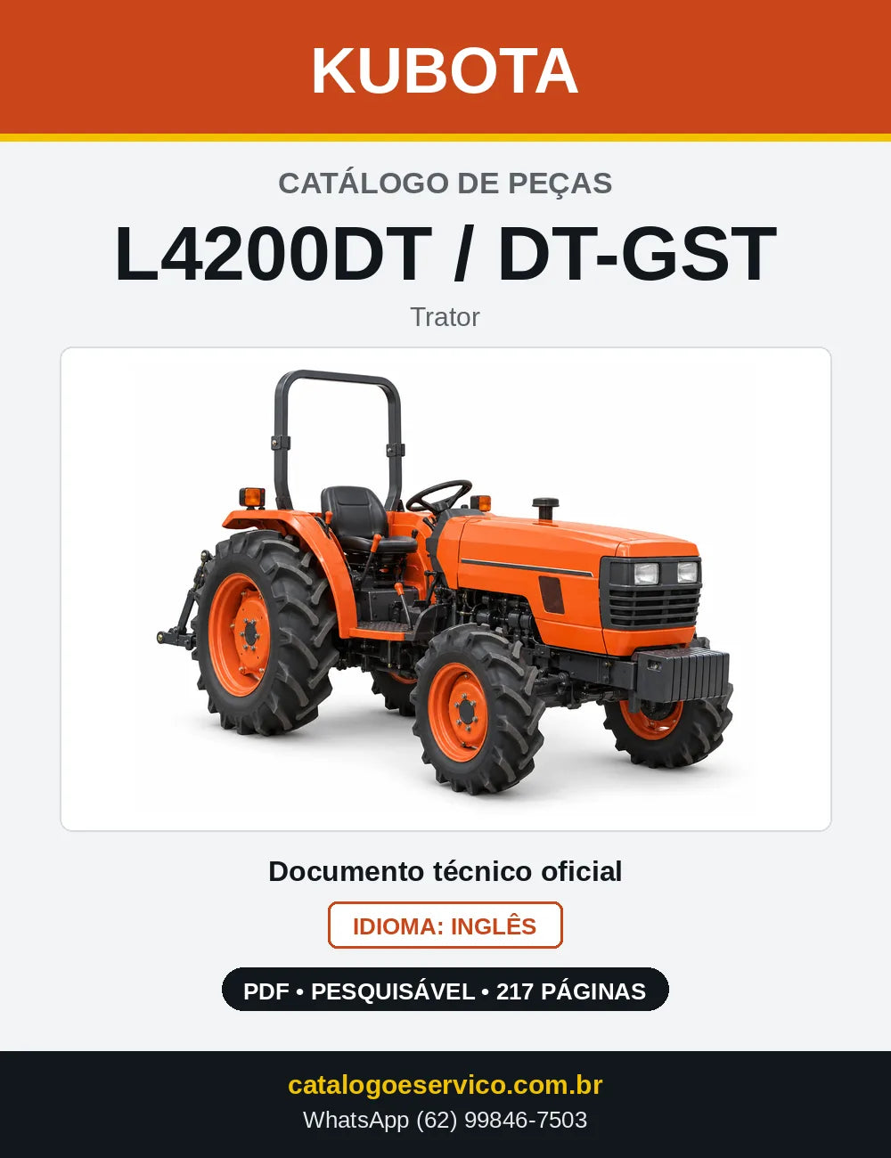 Capa do Catálogo de Peças Kubota L4200DT / DT-GST em PDF