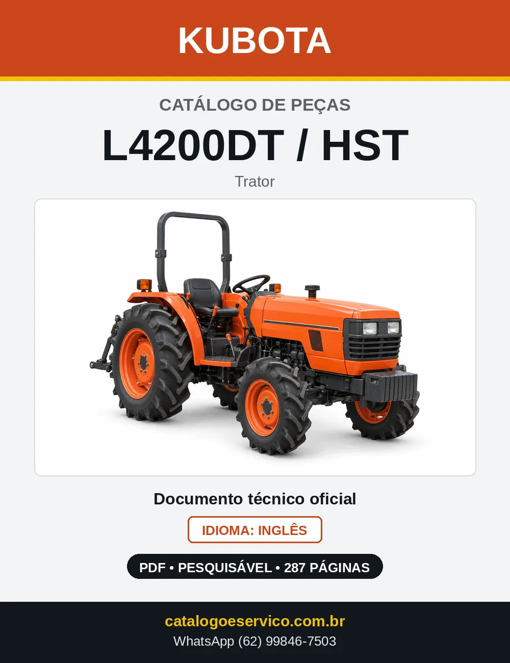 Capa do Catálogo de Peças Kubota L4200DT / HST em PDF