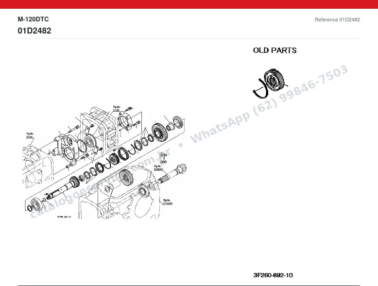 Catálogo de peças Kubota M-120DTC: vista explodida