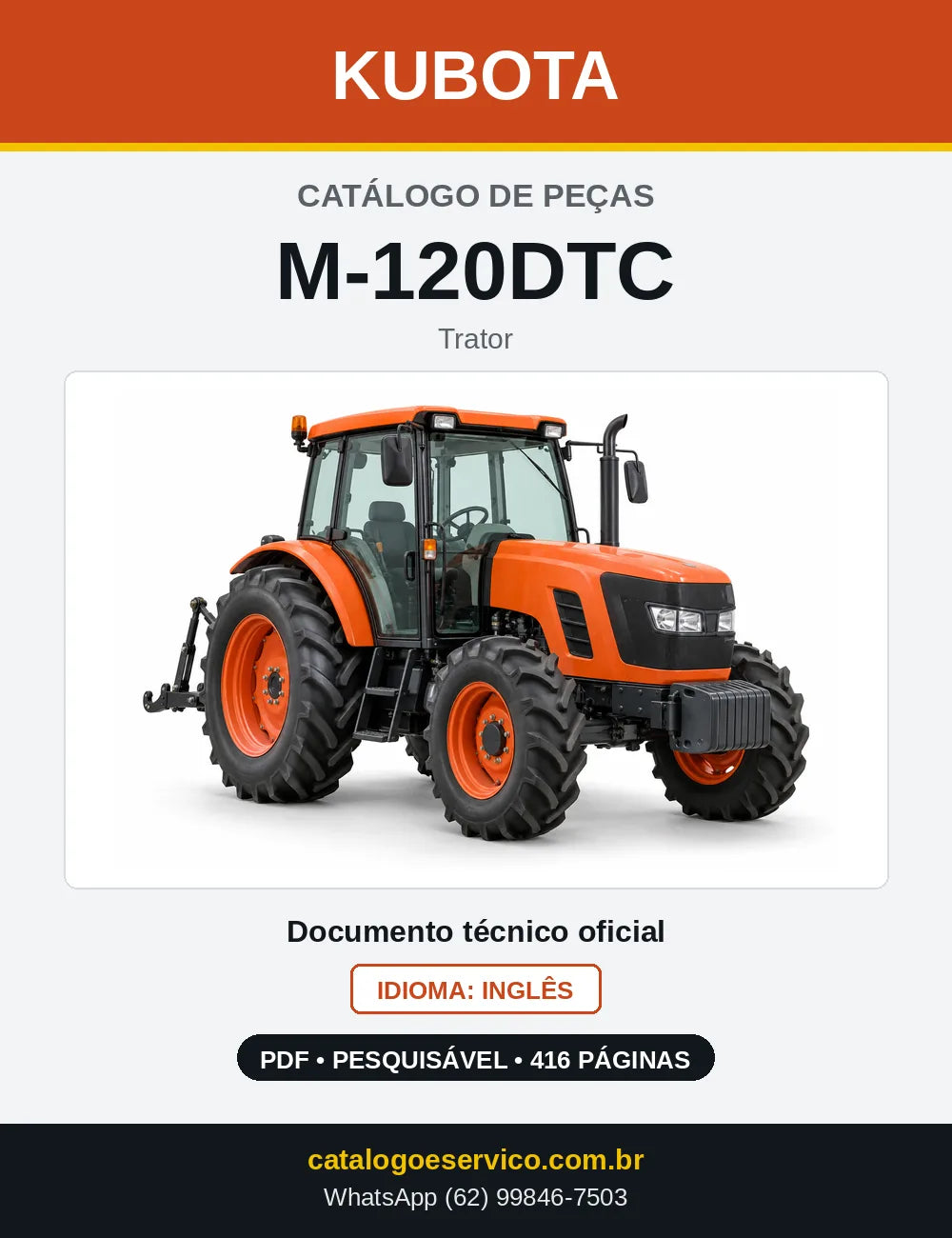 Capa do Catálogo de Peças Kubota M-120DTC em PDF