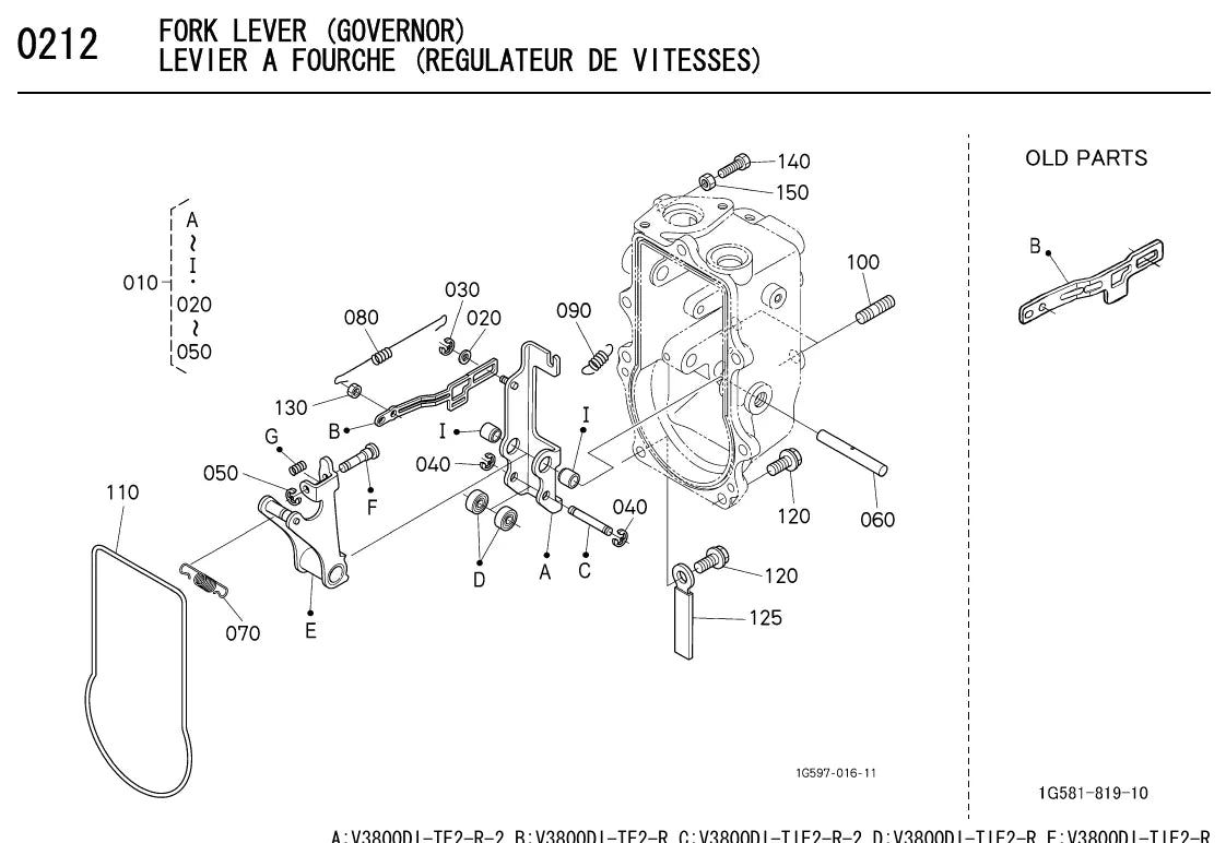 Página ilustrada do Catálogo de Peças Kubota M95S/M105S com as posições numeradas