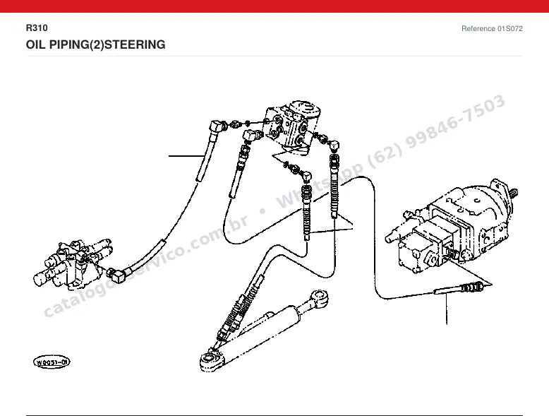 Catálogo de peças Kubota R310: vista explodida — direção