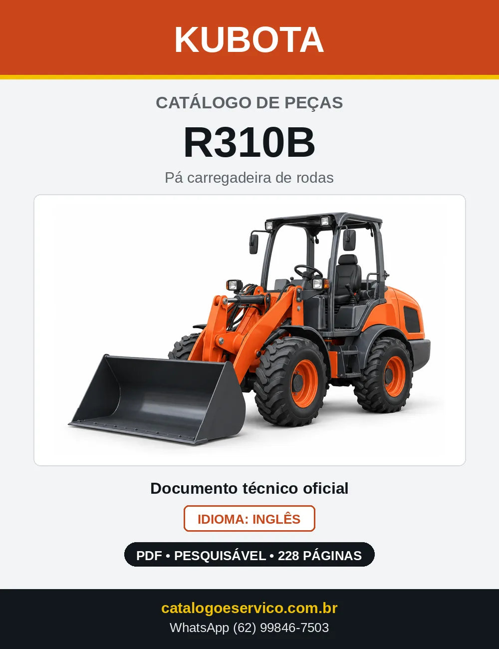 Capa do Catálogo de Peças Kubota R310B em PDF