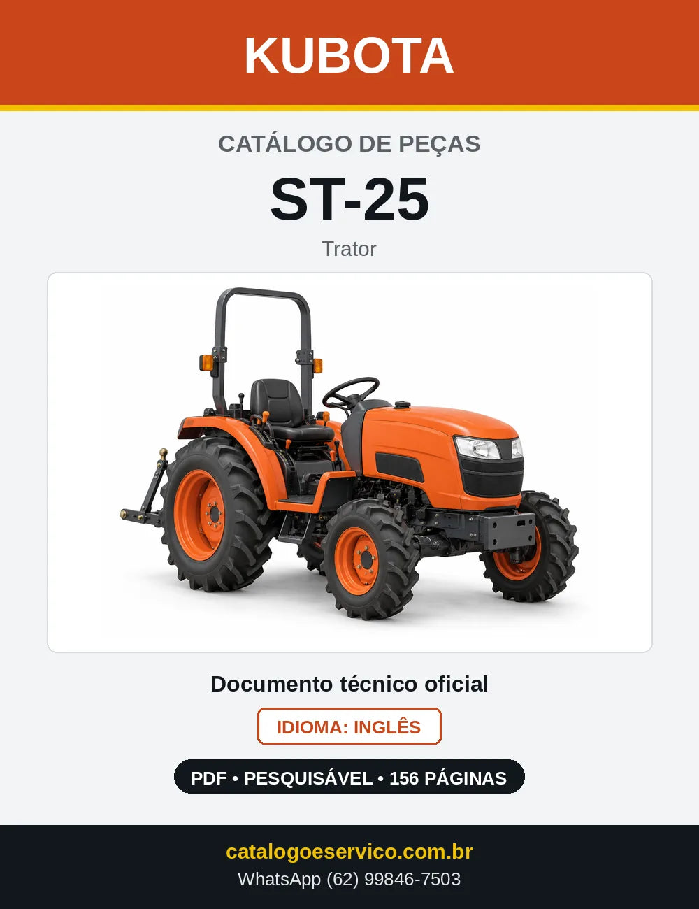 Capa do Catálogo de Peças Kubota ST-25 em PDF