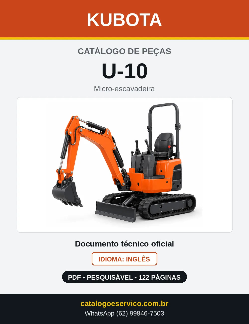Capa do Catálogo de Peças Kubota U-10 em PDF