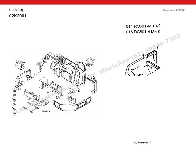 Catálogo de peças Kubota U-35 (EU): vista explodida