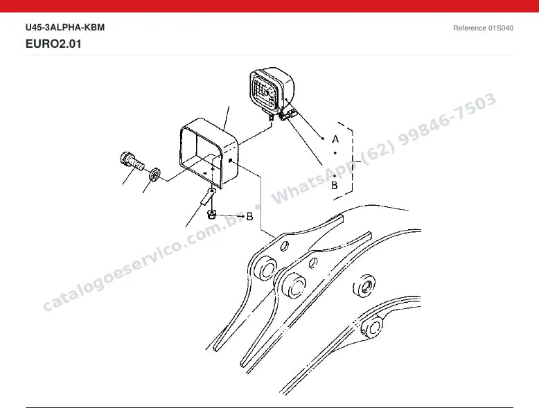Catálogo de peças Kubota U45-3 Alpha: vista explodida