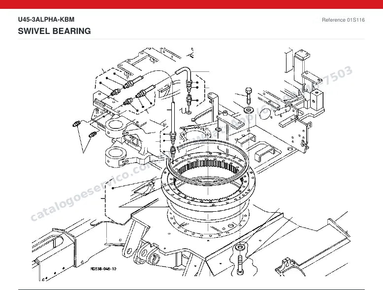 Catálogo de peças Kubota U45-3 Alpha: vista explodida — giro: motor e rolamento de giro