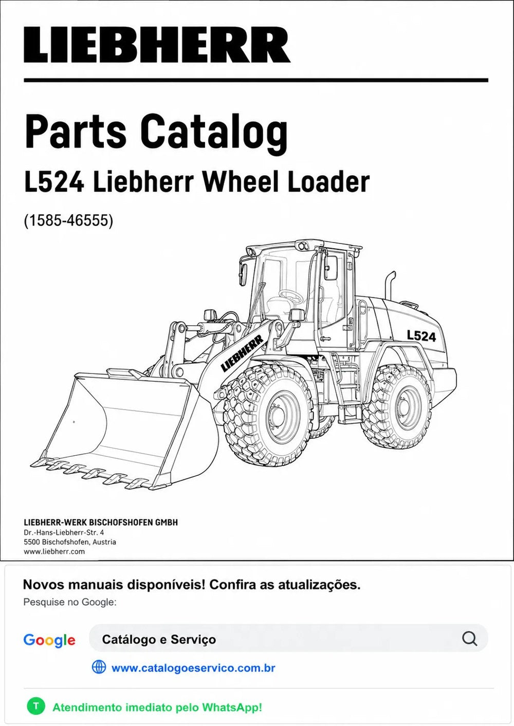 Catálogo de Peças L524 Liebherr Pá Carregadeira (1585-46555)